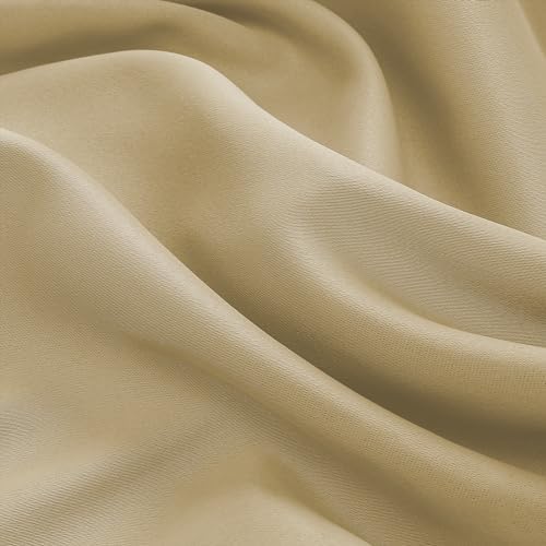 2 Panels Rod Pocket Fire Retardant Curtains, Beige, W52 x L108