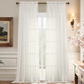 Aiyufeng 108 Inch Ivory Sheer Window Curtains for Farmhouse, Rod