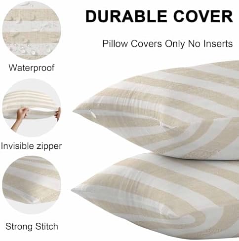 Yukro Striped Outdoor Waterproof Pillow Covers Pack of 2, Vintage