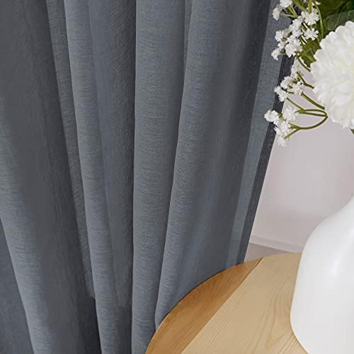 Tollpiz Sheer Curtains Living Room Linen Textured Curtain Sheers Light
