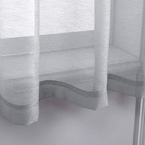 DONREN 63 Inch Textured Sheer Curtains Luxury Soft Grommet Top Shear