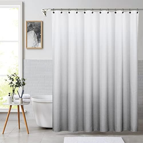 Central Park Grey Ombre Waffle Weave Shower Curtain with Grommets