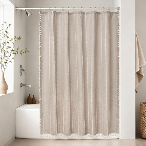 Seenus Boho Farmhouse Shower Curtain Heavyweight with Tassels