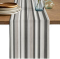 Beige Taupe Striped Table Runners 90 Inches Long, Minimalist Vertical