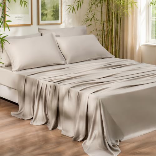 PHF 100% Rayon Derived from Bamboo Sheets Queen Size, Light Taupe 6PCS