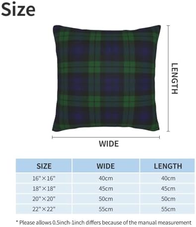 The Black Watch Tartan Plaid Throw Pillow Covers 22"x22" Pack of 2