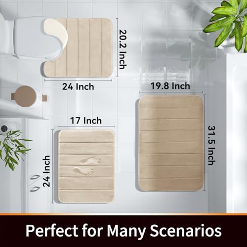 Yimobra Memory Foam Bath Mat Set, 2 Piece, Cream White