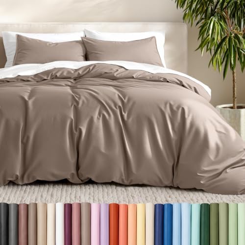 Bare Home Duvet Cover Set 1800 Ultra-Soft (Queen, Taupe)
