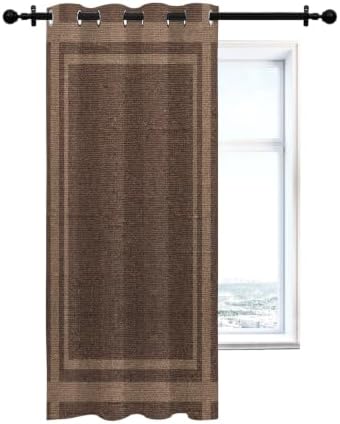 Brown Linen Curtains 96 inches Long for Living Room Bedroom Rustic