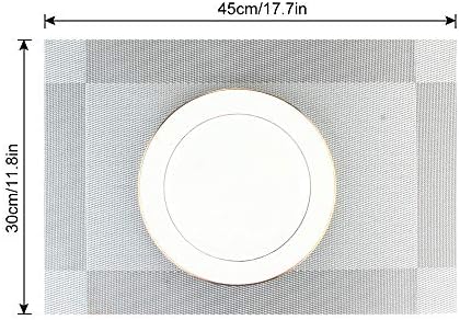 DACHUI Placemats Set of 6, Linen Look Woven Place Mats (Silver Grey)