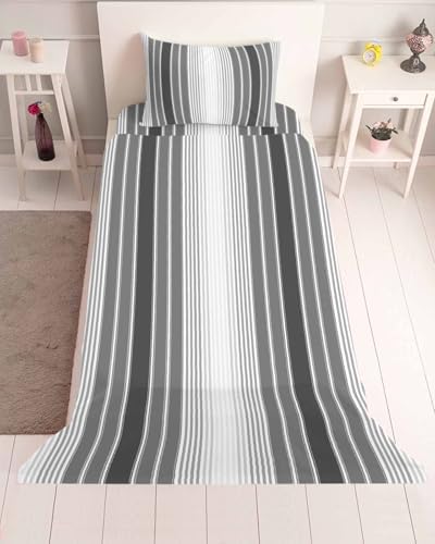 Gray Vertical Stripes Twin XL Bed Sheets,Breathable Cooling Sheets