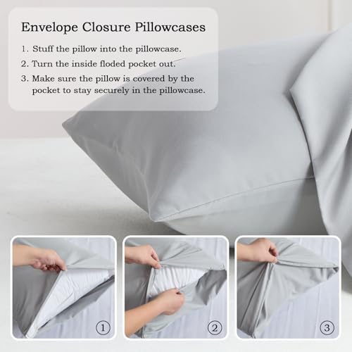 Set of 2 Brushed Microfiber Pillowcases 20x26 in Light Gray