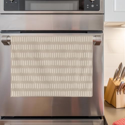 Brown Stripes Retro Kitchen Towels Set of 3, Absorbent Dish Towels for