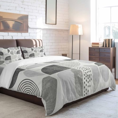 Textured Bohemian Shapes Full Duvet Cover Set - 4 Pcs Comforter Cover