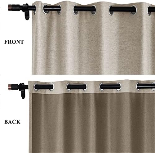 Fcosie Natural Linen Blended Curtains 96 Inches Length Blackout