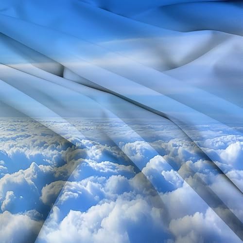 California King Duvet Cover Set Modern Blue Sky White Clouds Soft