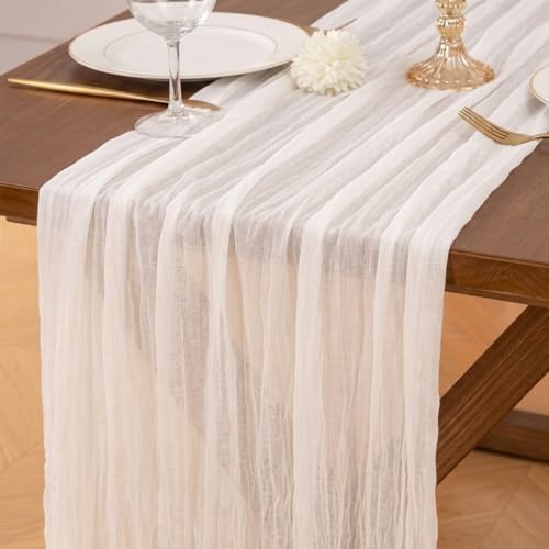 12 Pack Ivory White Table Runner 10Ft Cheesecloth Table Runner Rustic