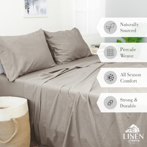 Linen Home 100% Cotton Percale 1 Flat Sheet, Full Size - Crisp, Cool