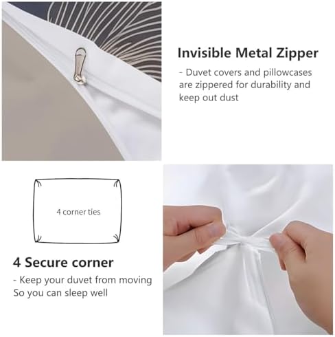 Light Gray Duvet Cover King Size, Reversible Duvet Cover Set with