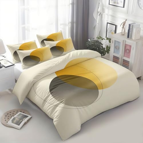 California King Duvet Cover Set Minimalist Circle Lines Bedding with