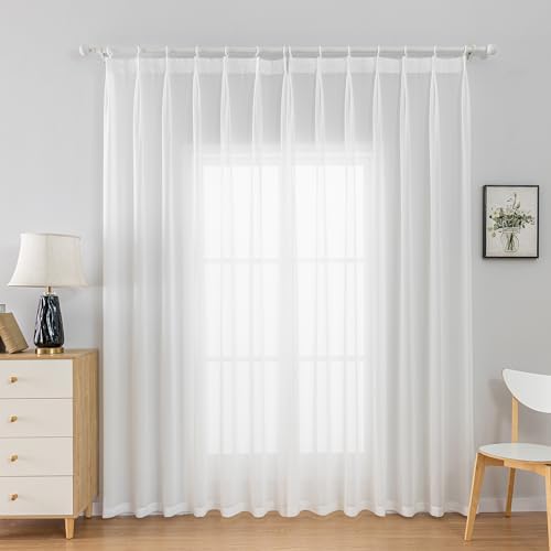 Off White Curtains 108-inch Pinch Pleated Curtains for Bedroom Living