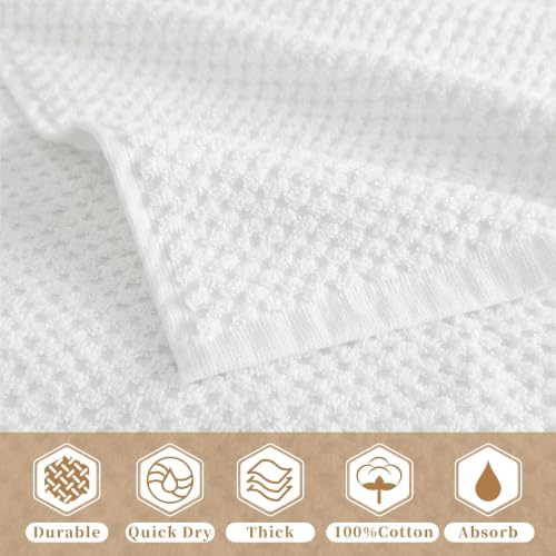 White Bathroom Hand Towels 4 Pack, 16" x 28", 100% Cotton, Ivory