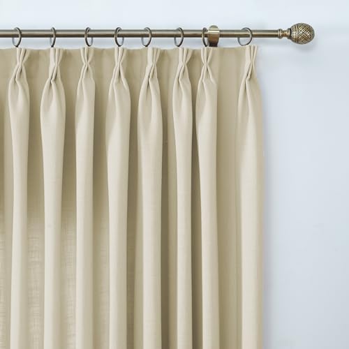 DerF HOME 52 W x 108 L inch Pinch Pleat Unlined Darkening Drape Faux
