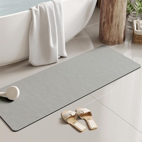 Thin Bathroom Runner Non Slip Washable Grey 24''x63''