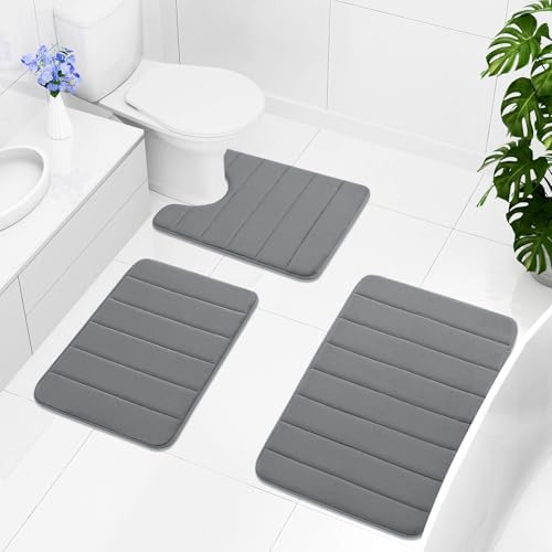 Buganda Meomry Foam Bathroom Mat and Toilet Rugs U-Shaped 4 Pieces, 1