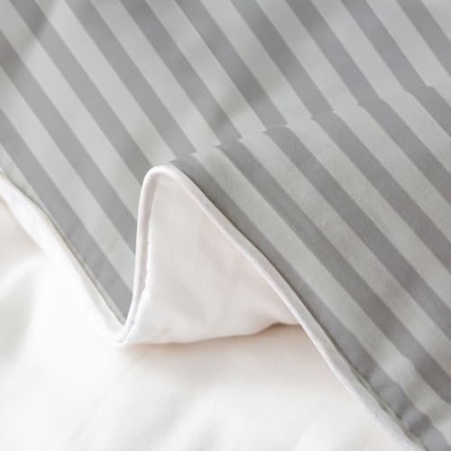jejeloiu Stripes Duvet Cover 100% Cotton King Size Gray Stripes