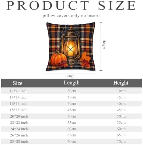Leaves Plaid Pillow Covers 22x22 Inch Set of 2 Linen for Halloween