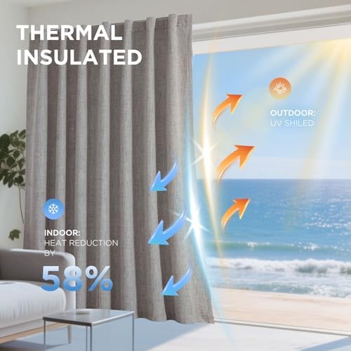 Joydeco 100% Blackout Curtains for Bedroom, Natural Linen Curtains