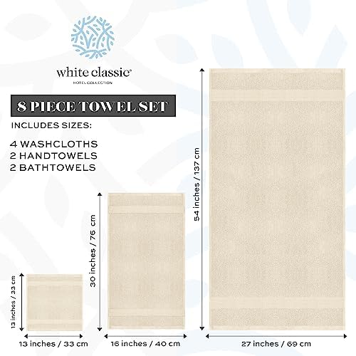 White Classic Ivory 8 Piece Towel Set