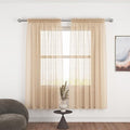 UPOPO Beige Sheer Curtains 72 inches Long Kitchen Dining Living Room