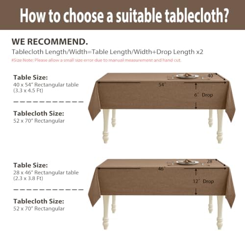 Mocha 52x70 Rectangle Polyester Linen Farmhouse Tablecloth