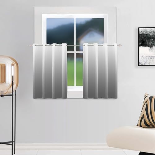 Ombre Gray Blackout Curtains for Bedroom Living Room Light Gray