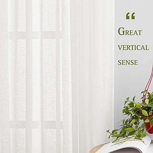 NICETOWN Linen Curtains Semi Sheer Flax Texture, Eyelet Top Bedroom