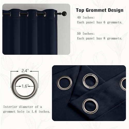 Simplebrand Navy Blue Curtains for Bedroom Living Room 96 Inches Long