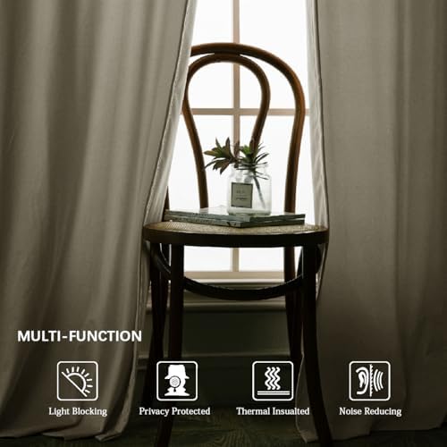 SMILETIME 52" x 96" Ivory White Back Tab Velvet Curtains, 2-Panel Set