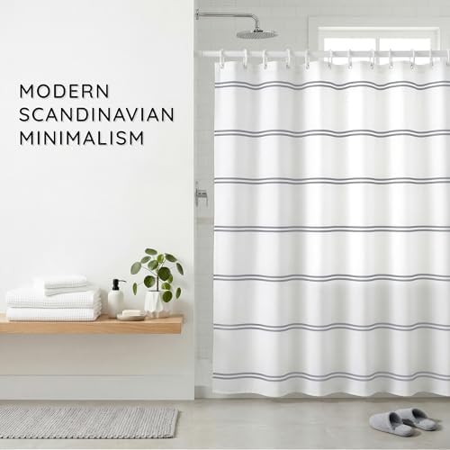 Belora Home Grey and White Shower Curtain for Bathroom - 72x72 Inches