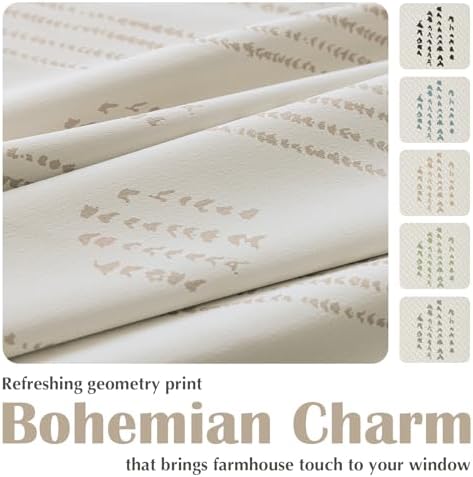 100% Blackout Taupe Boho Curtains, 96 Inches, 2 Panels for Bedroom