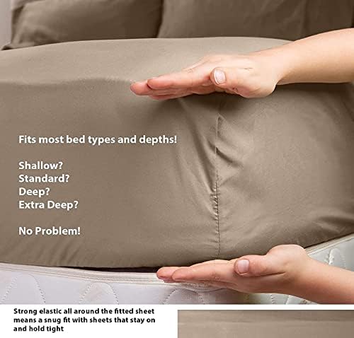Luxury Hotel Soft Cotton Sheets Taupe Solid 600-Thread Count 4-Piece