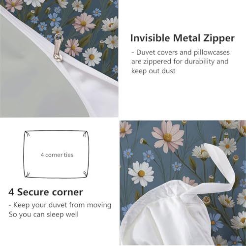 Natural Wildflower Landscape Duvet Cover King 3Pcs, Breathable
