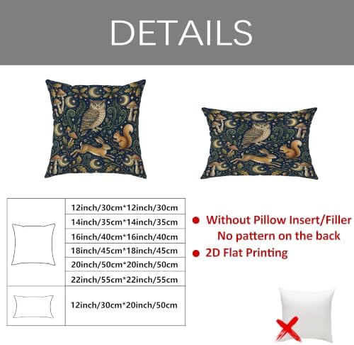 Fanciful Forest Animal Woodland Animals Throw Pillow Covers 18x18 Set