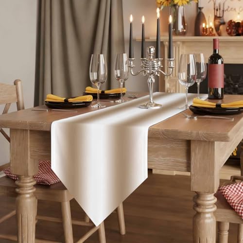 Khaki White Ombre Table Runner Linen Burlap Table Runner 72 Inches