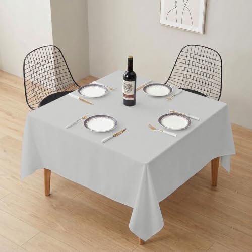 Square Tablecloth Covers, 70" × 70" Inch, Silver Gray