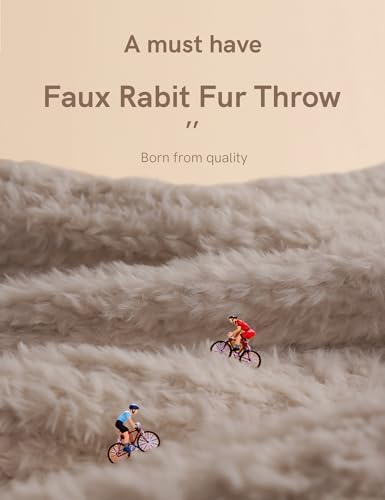 YnM Luxury Faux Rabbit Fur Throw Blanket, Ultra Soft & Breathable
