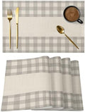 Retro Grey Placemats Set of 8, Cotton Linen Fabric Place Mats