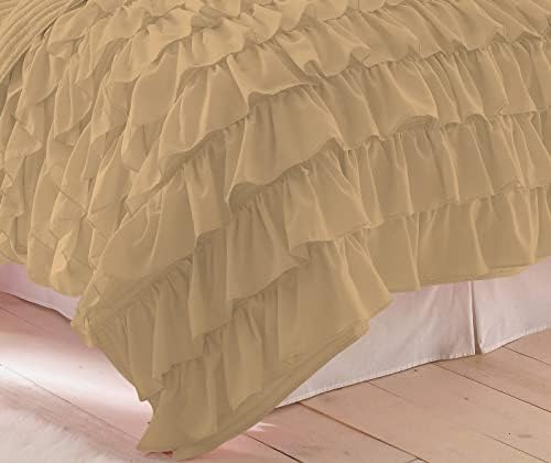 Luxurious 5 Piece Full Waterfall Duvet Cover with Zipper Closure 100%