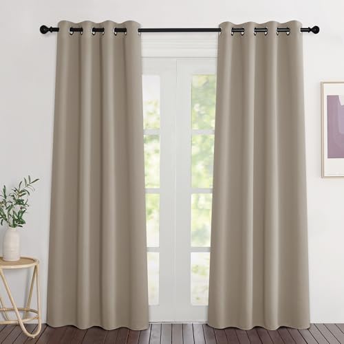 NICETOWN Blackout Taupe Curtains 84 inches Long, Grommet Room